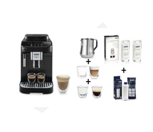 DELONGHI Machine à café broyeur - Magnifica Evo - 1,8L + 2 tasses + 2 verres + Pichet à lait + Filtre à eau.